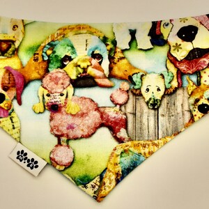 Handmade Cotton Dog Bandana: Good Dog Breeds Print Scarf