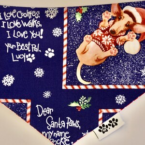 Cartas a Papá Noel Bandana navideña para perros, Bandana navideña para cachorros, Bandana navideña para perros, Bufanda para perros, Bufanda navideña, Bandana para perros.