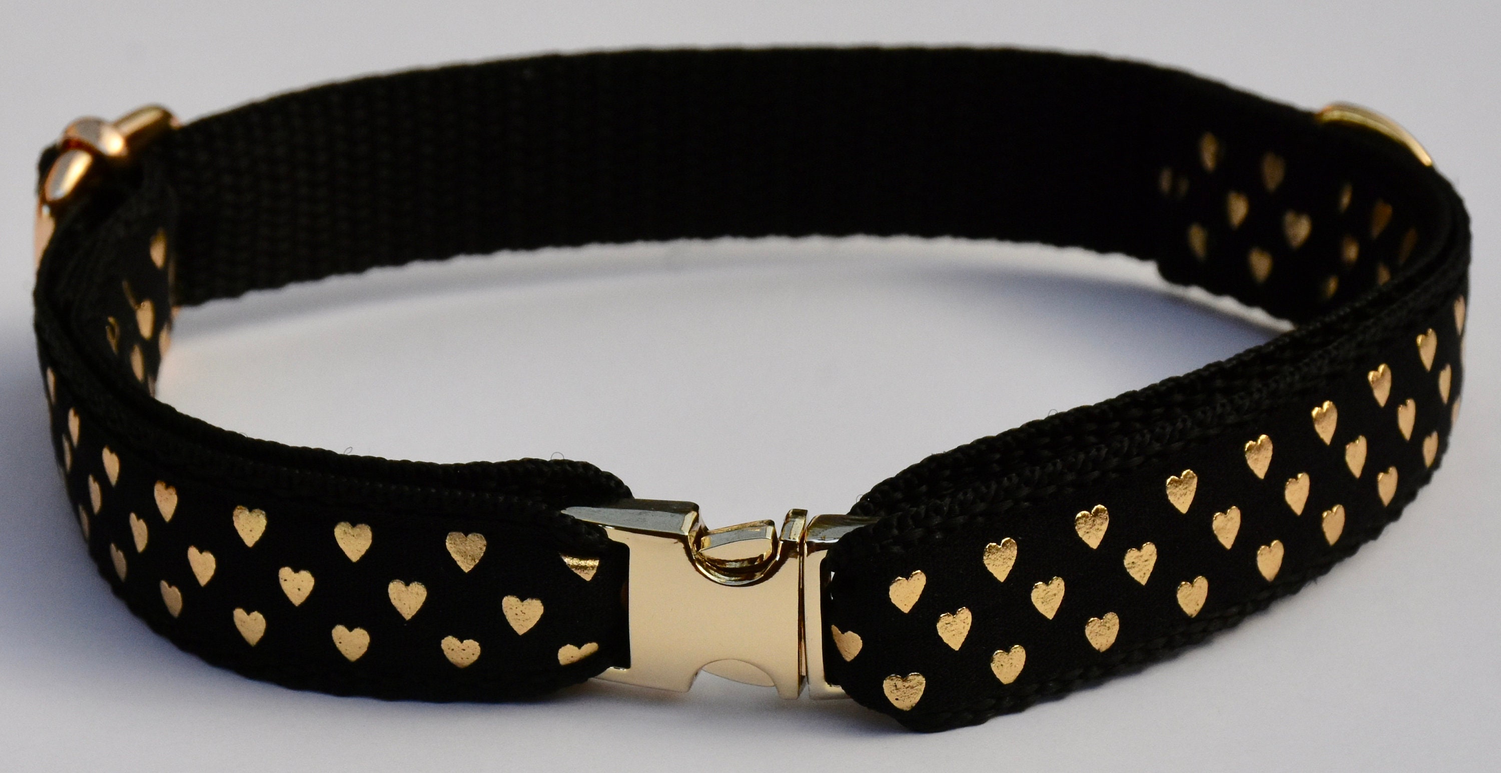 Gold Hearts Dog Collar Dog Collar Black and Gold Heart Etsy