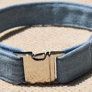 Handmade Light Blue Denim Pet Collar: Dog or Cat