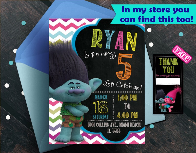 Download Trolls Trolls Invitations Trolls Birthday Invitation Trolls Poppy Trolls Digital Invitation Trolls Party Trolls Invitation Invitations Invitations Announcements