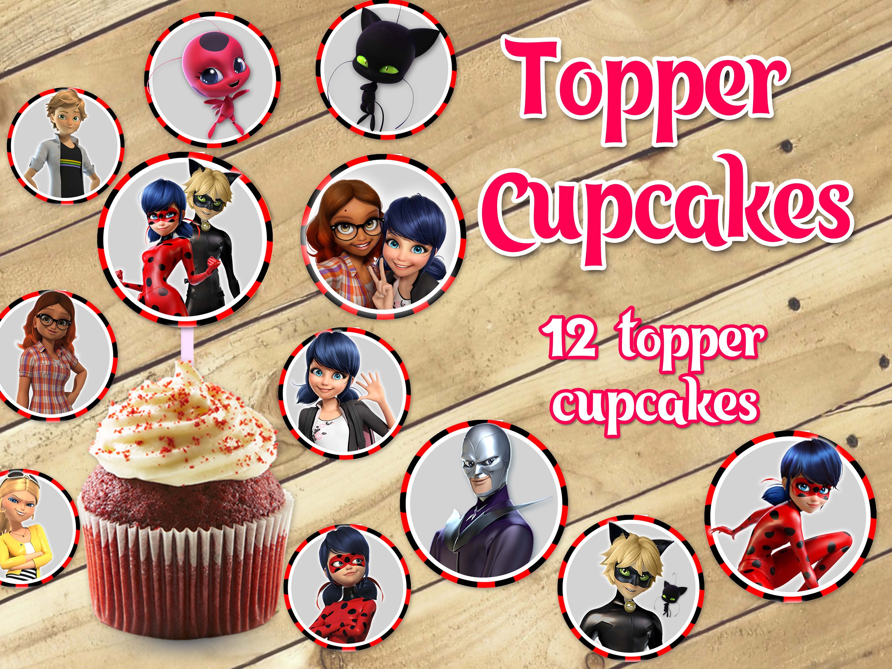 Miraculous ladybug Cupcakes Toppers Printable miraculous | Etsy
