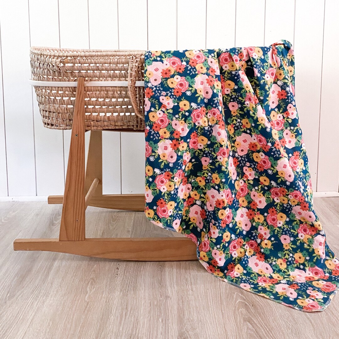 Teal Floral Receiving Blanket Etsy