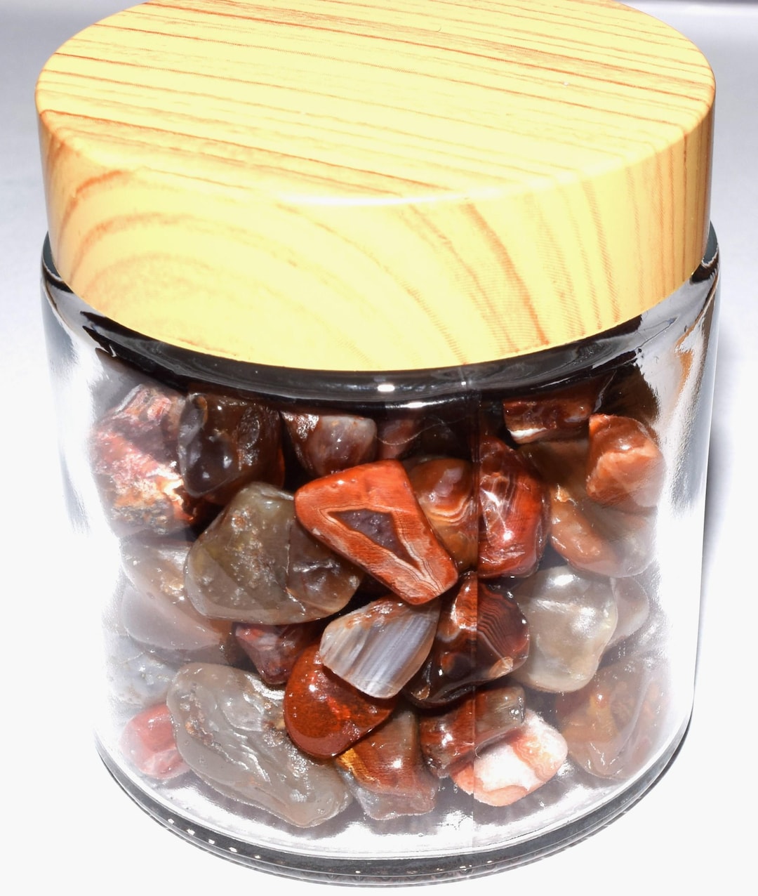 Random Tumble Jar Lake Superior Agate, Mini Display Jar, Tumble Polished Gems, Small and ...