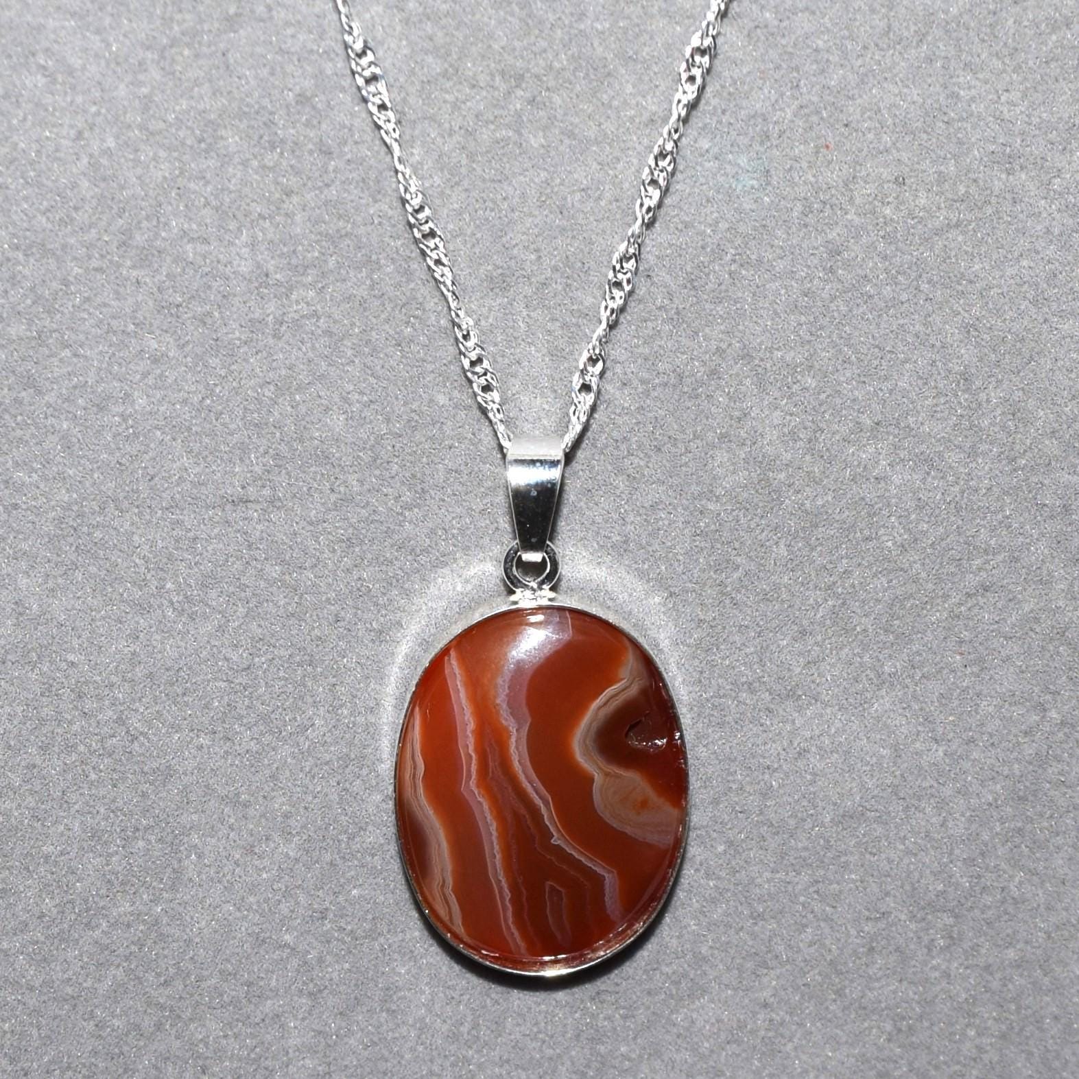 Lake Superior Agate Necklace, Lake Superior Agate Pendant, 925 Silver, Gemstone Pendant, Boho Jewelry, Gift for Women