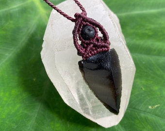 Pumice and Obsidian Unisex Arrowhead Pendant