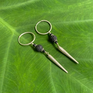 Small Lava Stone and Spinel Spike Hoops