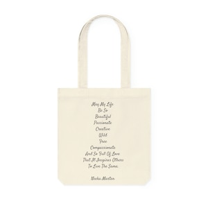 Inspirational Quote Woven Tote Bag: Recycled Cotton Reusable Shopping Bag