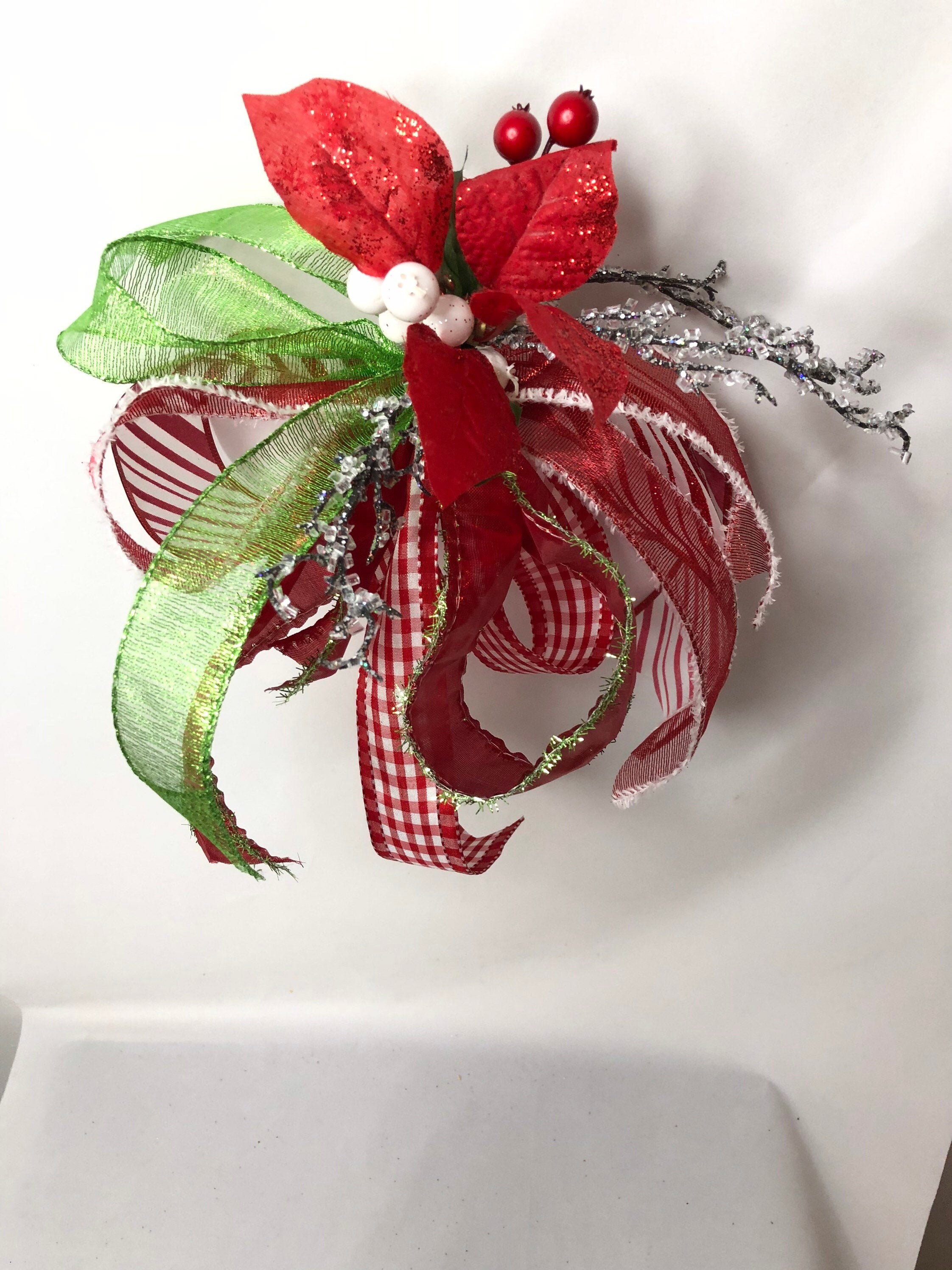 Christmas PreMade Bows Holiday Bows Wreath Bows Front Door Etsy