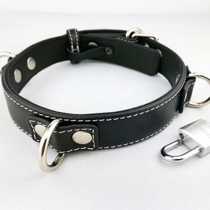 BONDAGE LOCK Lockable Leather Choker