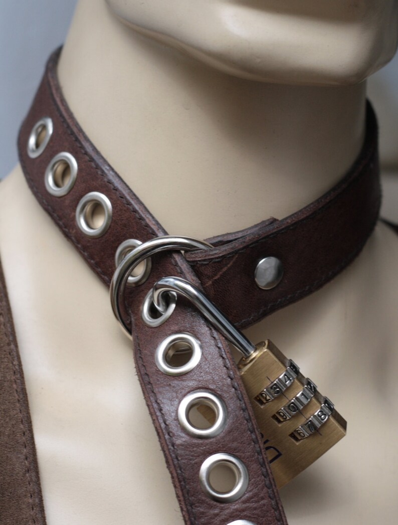 Lockable Leather Choker Training Collar BDSM Gear Etsy