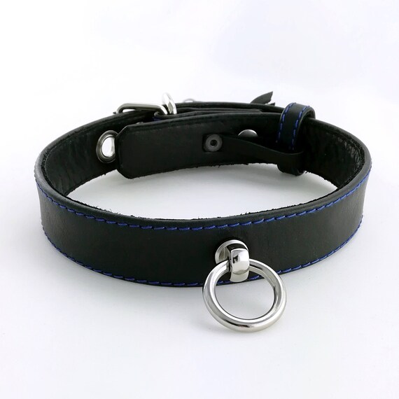 Halsband Ring der O Halsschmuck Kunstleder schwarz 33-37 cm