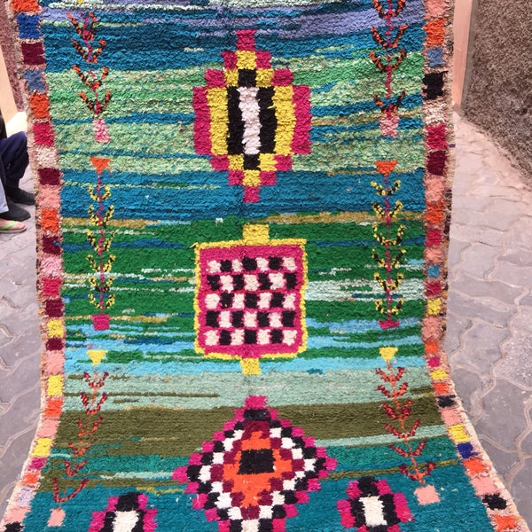 Vintage Moroccan Boucherouite berber Rug,   (200x125cm) [Shipping Inclueded]