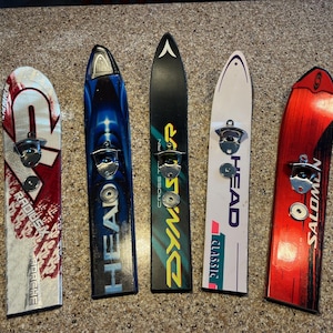 Vintage Ski Bottle Opener - Magnet Cap Catcher - Wall Mount