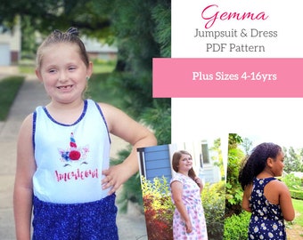 Patrón PDF Mono y Vestido Gemma Talla Grande Infantil