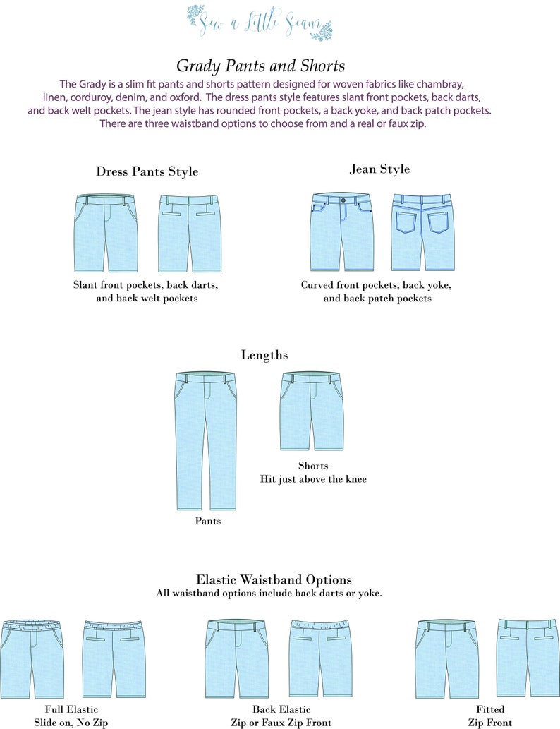 Grady Pants and Shorts PDF Sewing Pattern image 2