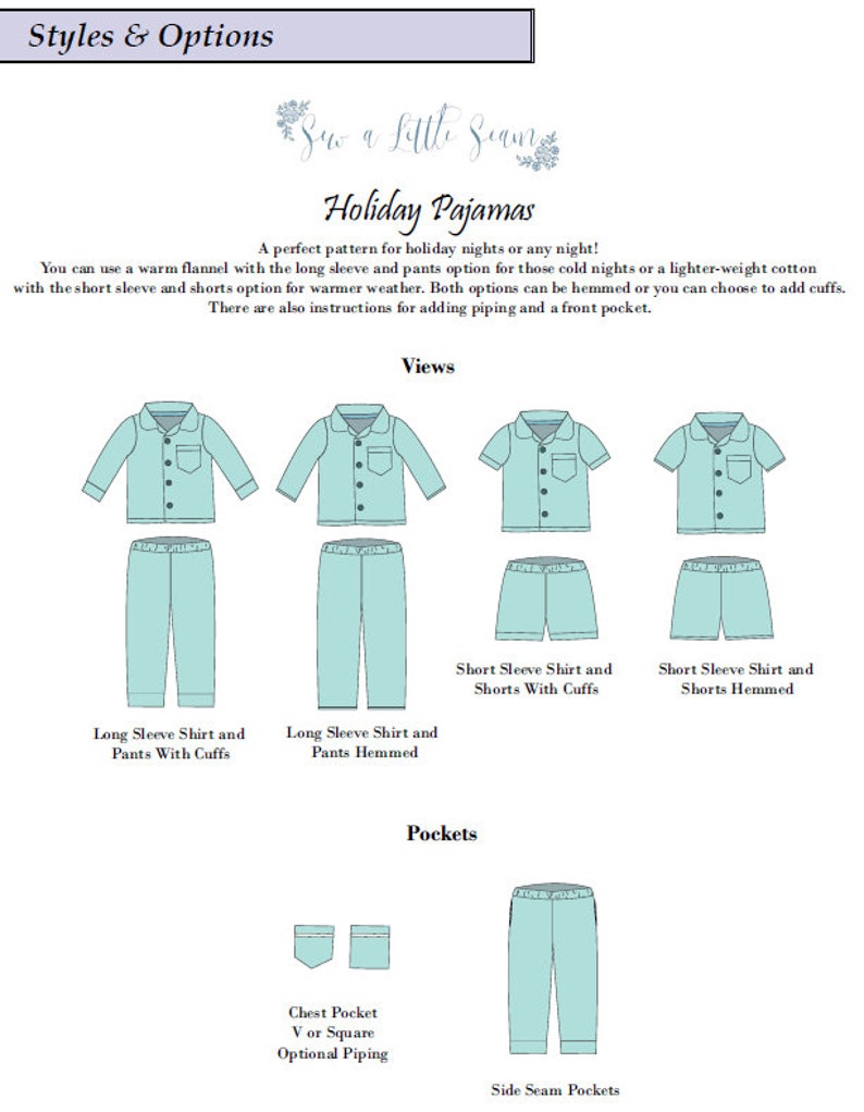 Holiday Night Pajamas PDF Sewing Pattern - Etsy