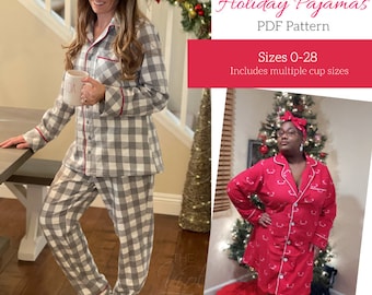 Women's Holiday Pajamas PDF Pattern