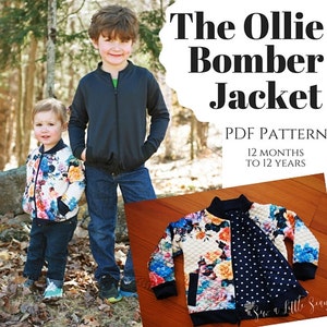 Children's Ollie Bomber Jacket PDF Sewing Pattern size 12mo to 12yrs image 1