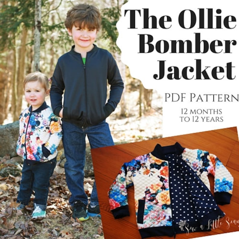 Children's Ollie Bomber Jacket PDF Sewing Pattern size 12mo to 12yrs image 1