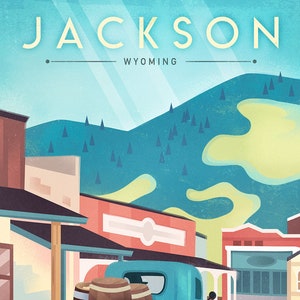Wyoming Poster, Wyoming Wall Decor, Wyoming Travel Poster, Jackson, Wyoming Print, Wyoming, Vintage Travel Poster, US Travel Poster