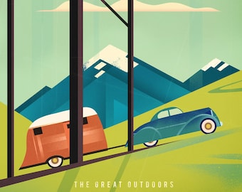 Camping vintage, carteles de campamento, cartel de campamento, camping retro, arte de pared de camping, decoración de camping vintage, decoración temática de campamento, camping, camping retro