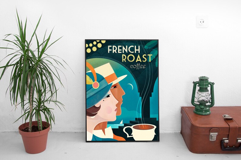 Vintage Travel Poster Art Deco Art Coffe Instant Download Retro Poster Vintage Wall Decor Vintage Wall Art Art Deco Poster image 4