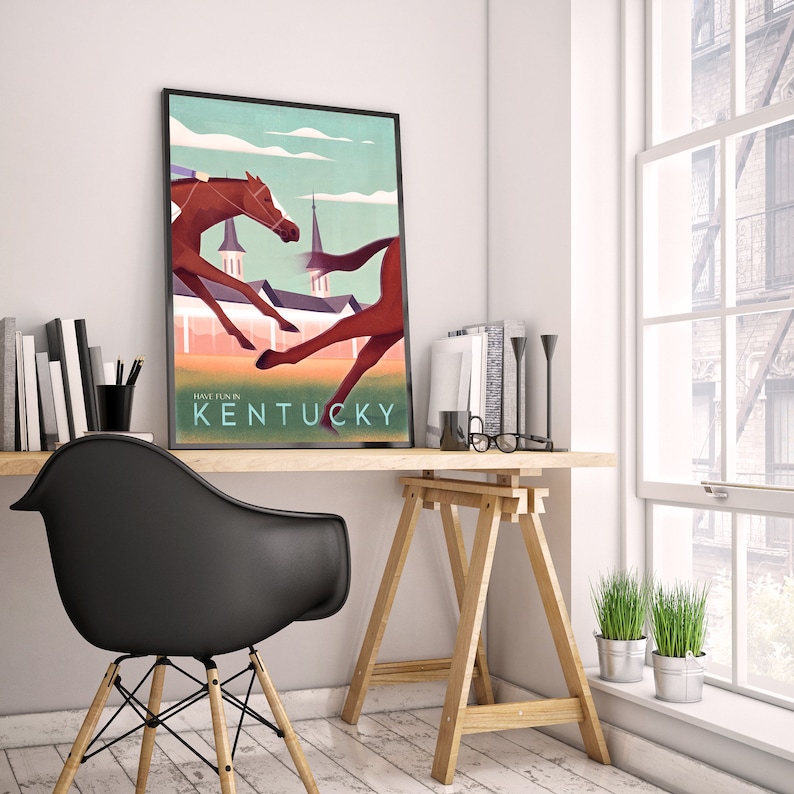 Poster Vintage Kentucky Wall Art Horse Etsy