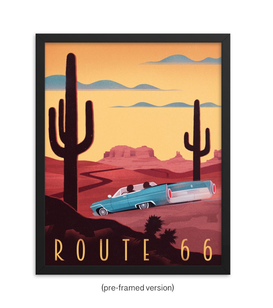 Vintage Travel Poster, Route 66 Poster, Route 66 Wall Art