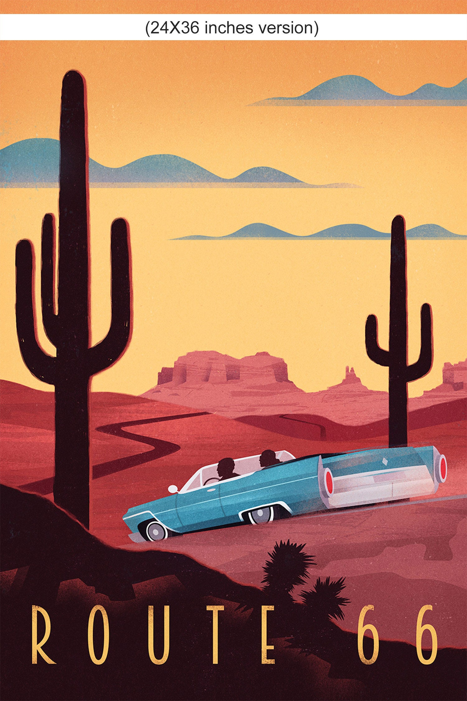 Vintage Travel Poster, Route 66 Poster, Route 66 Wall Art, Gift
