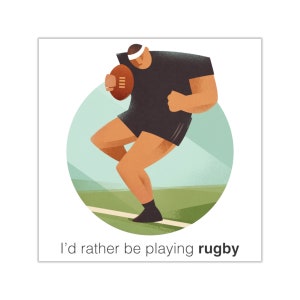 Rugby Sticker - I&#39;d rather be playing rugby - Rugby - Rugby Gifts - Rugby Bumper Sticker - Rugby Decal - Rugby Player - Vintage Rugby