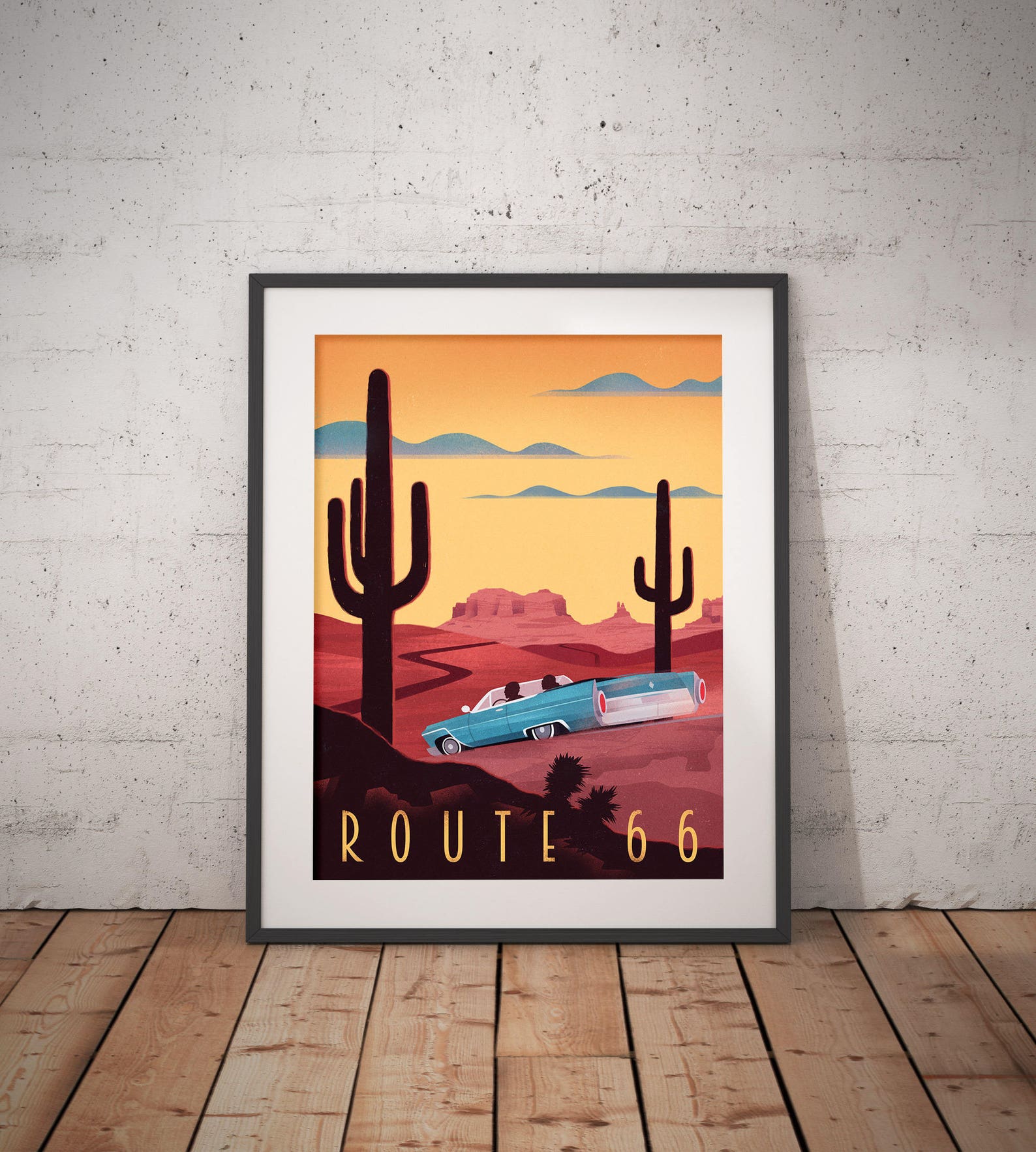 Vintage Travel Poster Route 66 Wall Art  Etsy