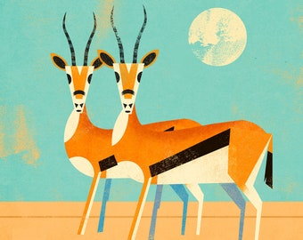 Antelope Art, Boho Art Print, Desert Animal Art, South African Art, African Animal Art, African Animals, Animal Wall Art, Animal Wall Decor