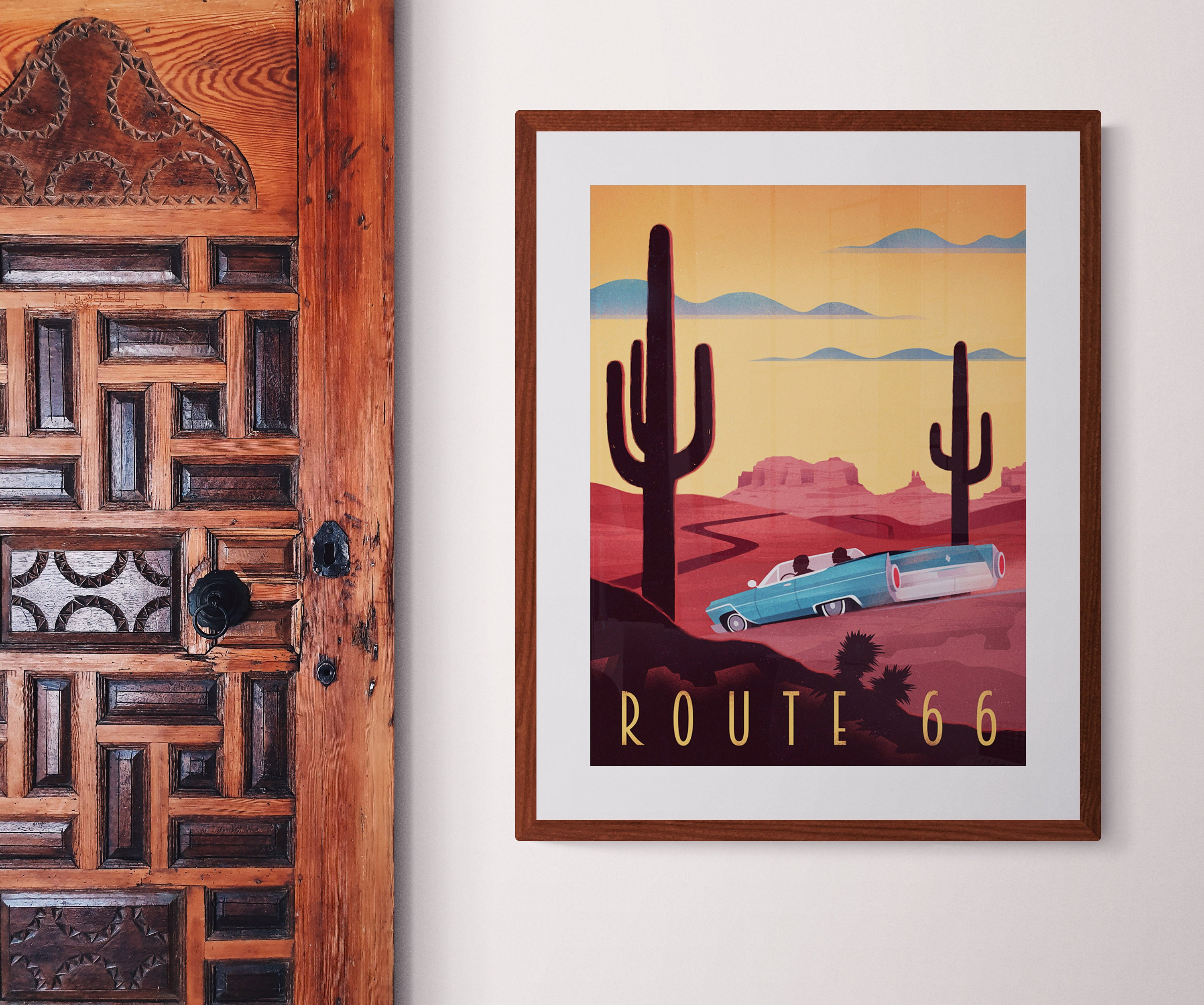 Vintage Travel Poster, Route 66 Poster, Route 66 Wall Art, Gift