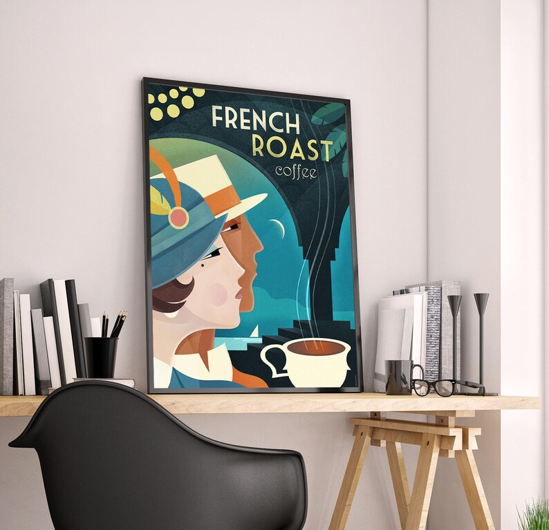 Vintage Travel Poster Art Deco Art Coffe Instant Download Retro Poster Vintage Wall Decor Vintage Wall Art Art Deco Poster image 2