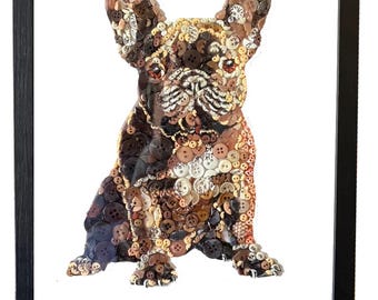 Framed Sweet Seated French Bulldog 9x12