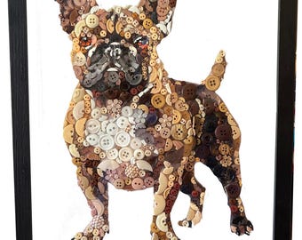 Sweet French Bulldog 9x12 Button Mosaic Framed