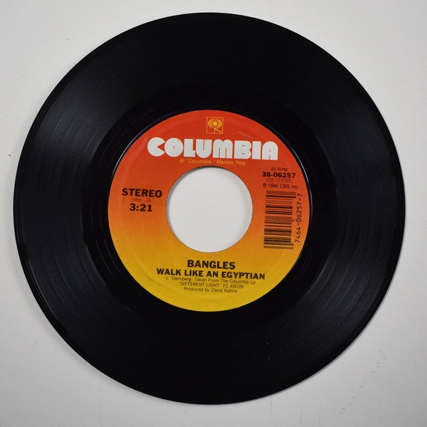 The Bangles, Walk Like An Egyptian, Vinyl 45 Record, Vintage,1986, Columbia Records, 38-06257