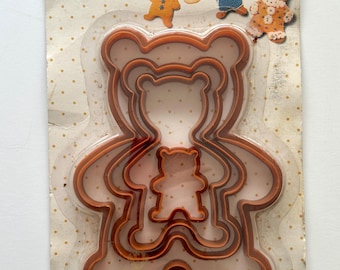 Cookie Cutters, Bear Family, 4 Cutters, Vintage 1994, Holiday Baking Decor, Collectible Kitchen, Gingerbread Kitchen Baking Cutters