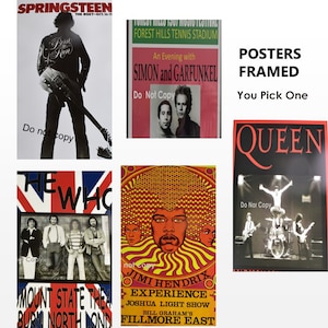 Rock Music Replica Posters Framed 11 x 17 Inches, Vintage Collectible 1960’s, 1970’s, 1980’s, Your Choice, Pick One