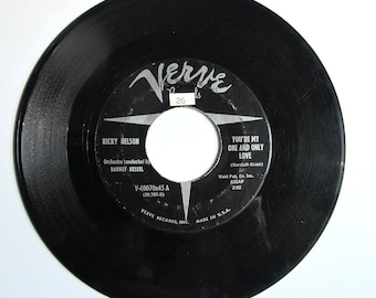 Ricky Nelson, You're My One and Only Love, RARE, Teen Idol, 45 RPM, Vinyl 45 Record, Vintage,1957, Verve Records,V-40070
