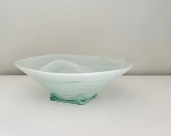 Glass Bowl, Aqua Swirl, Pier One, Made In  Spain, Vintage, Table Decor, Home Decor, Collectible Bowl Shelf Decor, Vintage Bowl