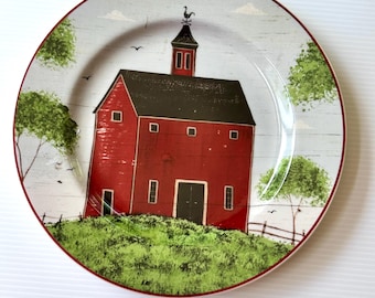 Decorative Plate, Barn by Warren Kimble 1998, Americana Folk Art, Home Shelf Decor, Kitchen Collectible Display, Country Farmhouse
