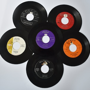 Six Vinyl 45 RPM Records, Vintage 1950’s, Instrumental Hits