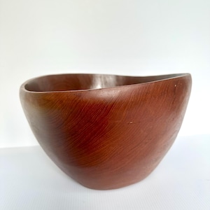 Teak Wood Large Salad Bowl, Made in Thailand, Handcrafted Vintage Kitchen Shelf Decor, Home Table Display, Rustic Country Farmhouse