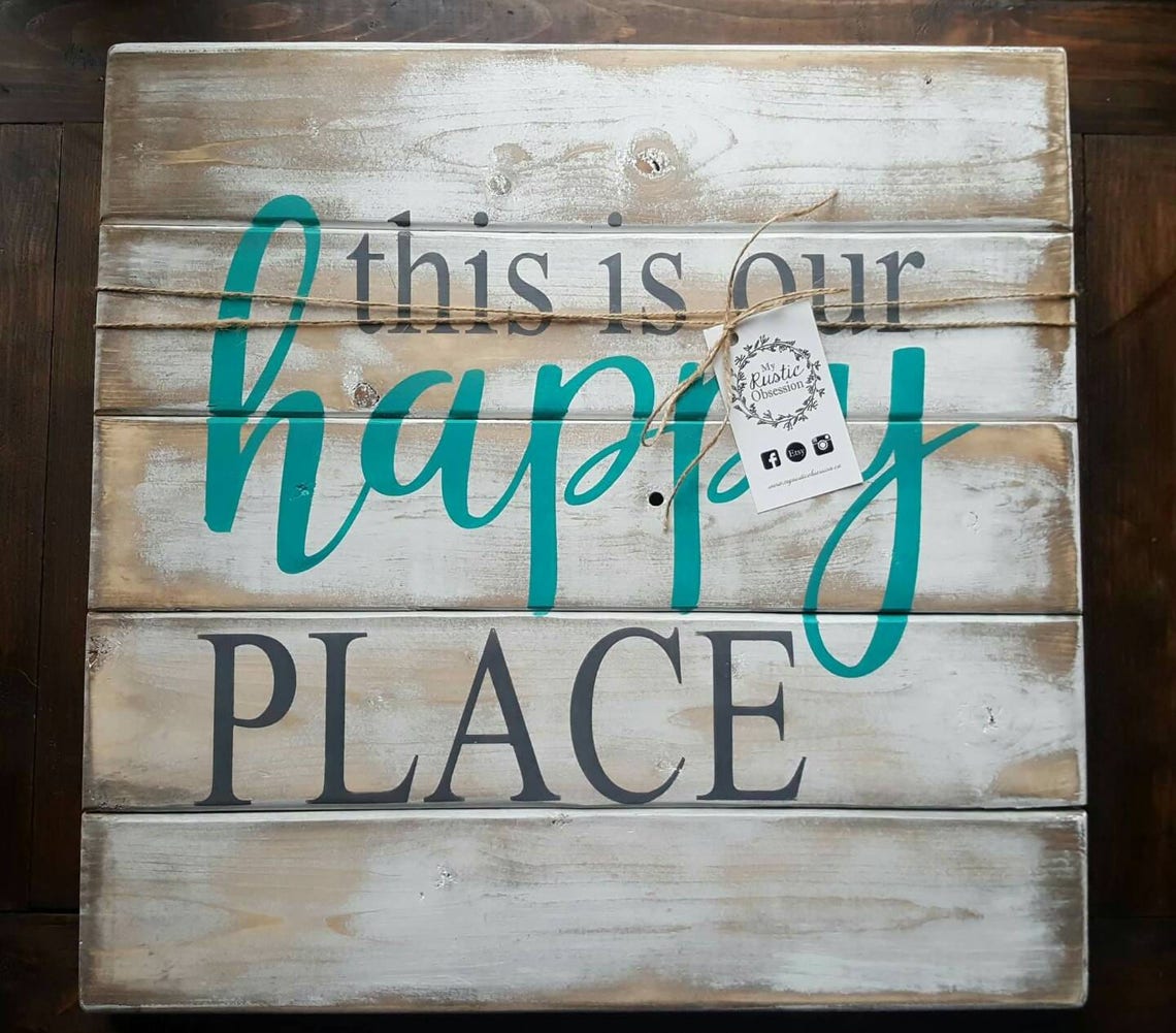 This is Our Happy Place Rustic Wood Sign Farmhouse Style Etsy Canada