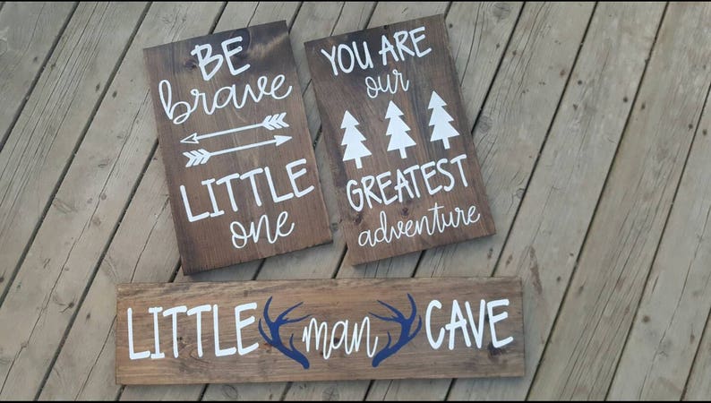 Bedroom Decor Little Man Cave You Are Our Greatest Adventure Be Brave Little One Woodland Nursery Decor Made in Canada