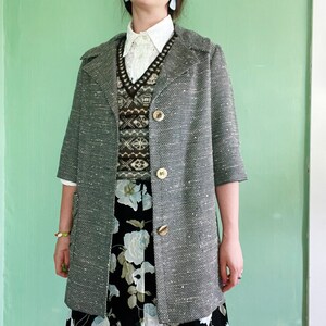 50s - 60s vintage textured tweed short sleeve coat