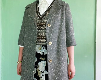 50s - 60s vintage textured tweed short sleeve coat