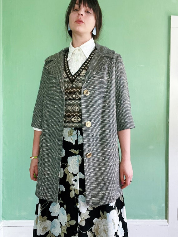 50s - 60s vintage textured tweed short sleeve coat